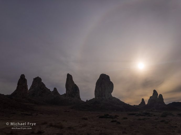 Milky skies at the Trona Pinnacles before the eclipse last Sunday afternoon