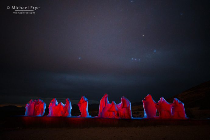 "Last Supper" sculpture at night, Rhyolite, NV, USA