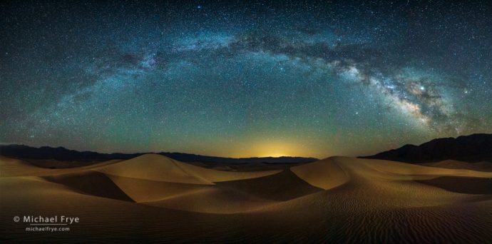 Milky Way over sand dunes, Death Valley NP, CA, USA