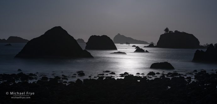 Sea stacks, late afternoon, northern California coast, USA