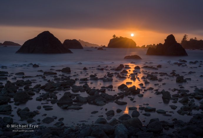 Rocky coast at sunset, northern California, USA