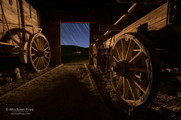 Wagons and star trails, Bodie SHP, CA, USA