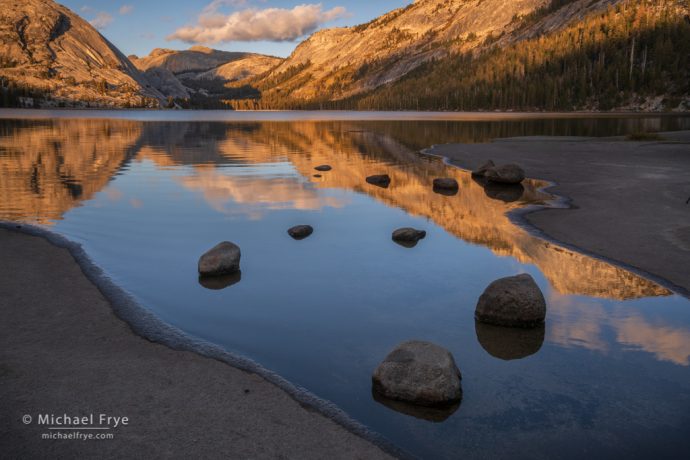 Sunset reflections, Tenaya Lake, Yosemite NP, CA, USA