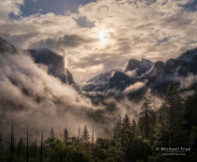 20. Swirling Clouds and Mist, Sunrise, Yosemite NP, California