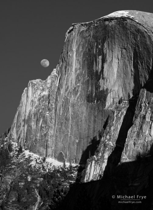 Moon rising next to Half Dome, Yosemite NP, CA, USA