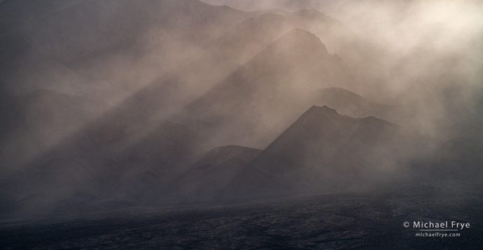 Rain and sunbeams, Death Valley NP, CA, USA