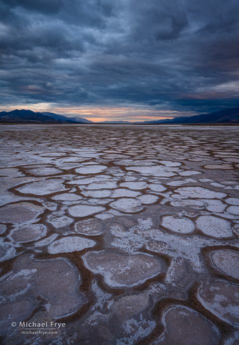 Clouds and salt patterns , Death Valley NP, CA, USA