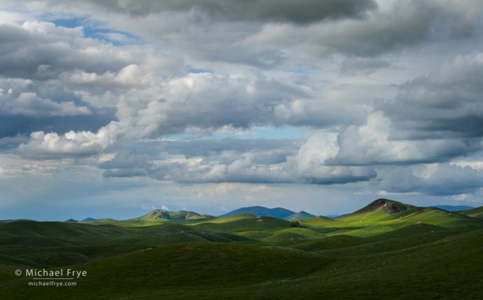 Clouds and rolling hills, Sierra Nevada, CA, USA