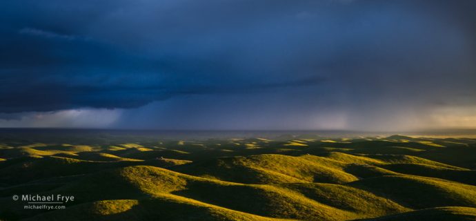 Thunderstorm and Sierra Nevada foothills, CA, USA