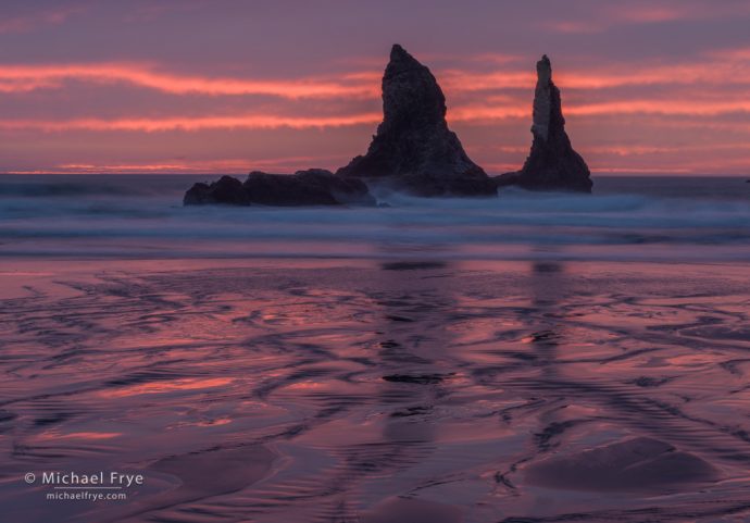 Sunset and sea stacks, Oregon Coast, USA