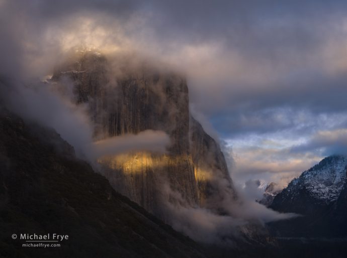 El Capitan at sunset during a clearing storm, Yosemite NP, CA, USA