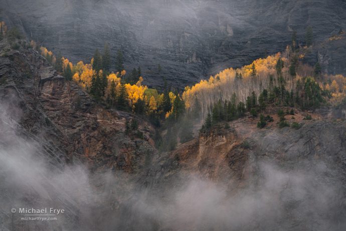 Cliffs and aspens, Uncompahgre NF, CO, USA