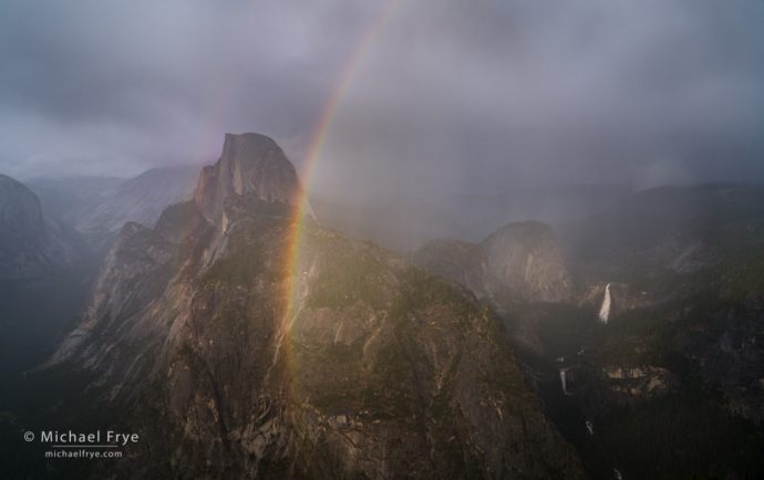 Half Dome, Nevada Fall, and rainbow, Yosemite NP, CA, USA