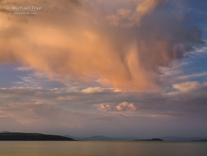 Rain cloud over Mono Lake, CA, USA