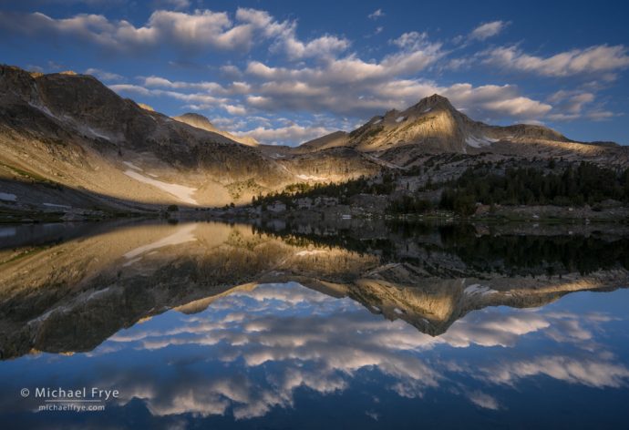 Peaks and reflections at sunrise, Inyo NF, Sierra Nevada, CA, USA