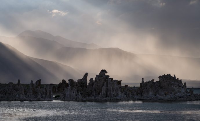 Sunbeams and tufa, Mono Lake, CA, USA