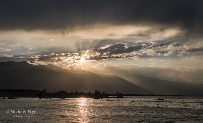 Sun setting over Mono Lake, CA, USA