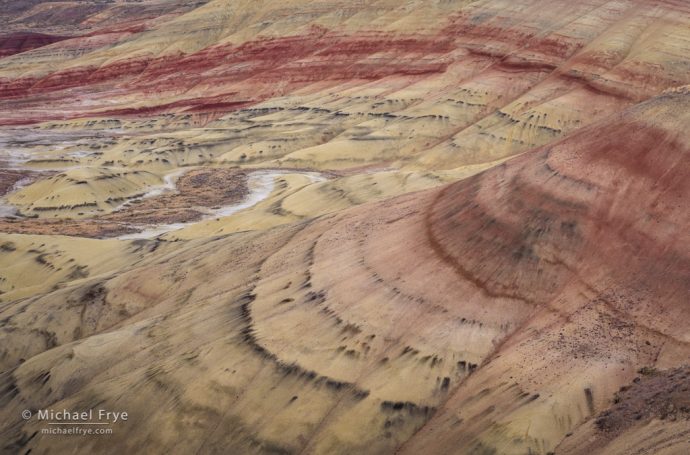 Curved stripes, Oregon badlands, USA