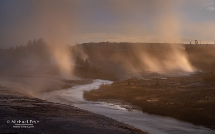 Geysers along the Firehole River, Yellowstone NP, WY, USA