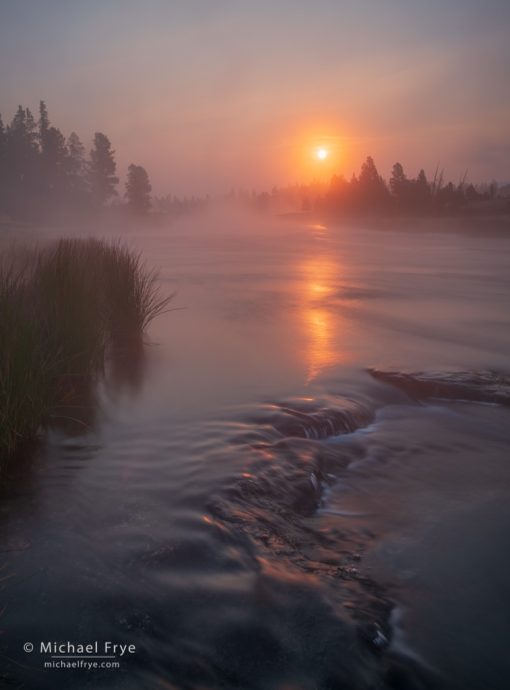 Misty sunrise, Yellowstone NP, WY, USA