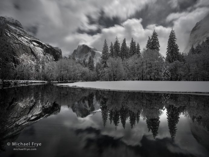 Half Dome and the Merced River by moonlight, Yosemite NP, CA, USA