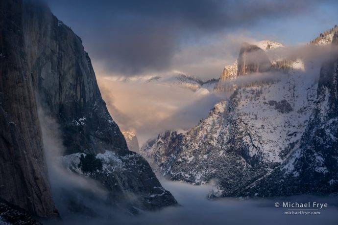 Half Dome and El Capitan, winter, Yosemite NP, CA, USA