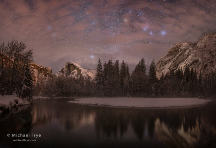 45. Half Dome, Glacier Point, and the Merced River at night, Yosemite NP, CA, USA