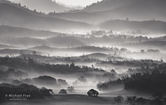 1. Misty ridges, Sierra Nevada foothills, CA, USA