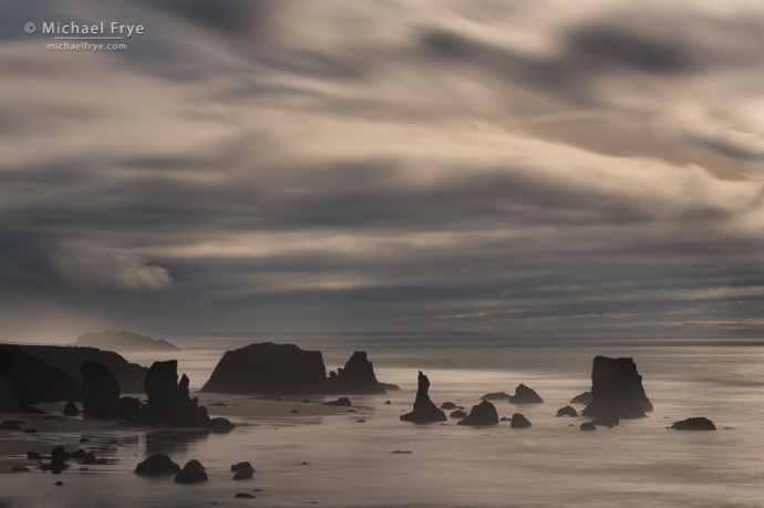 Clouds and sea stacks, Oregon coast, USA