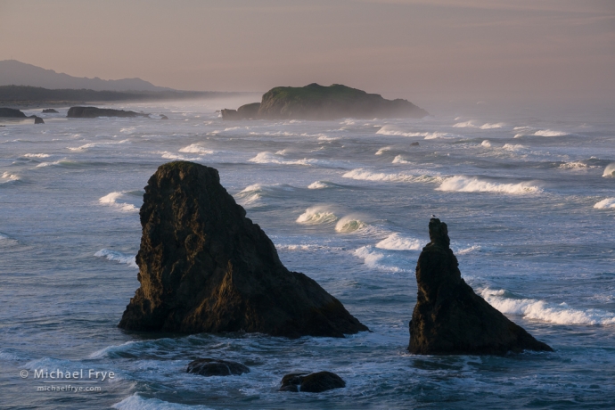 Waves and sea stacks, Oregon coast, USA