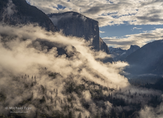 El Capitan and Half Dome during a clearing storm, Yosemite NP, CA, USA