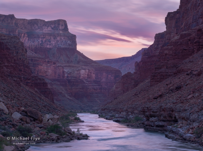 Sunset along the Colorado River, Grand Canyon NP, AZ, USA