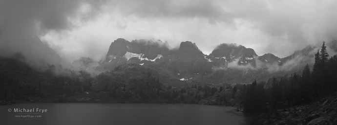 Misty afternoon at a mountain lake, Sierra Nevada, CA, USA