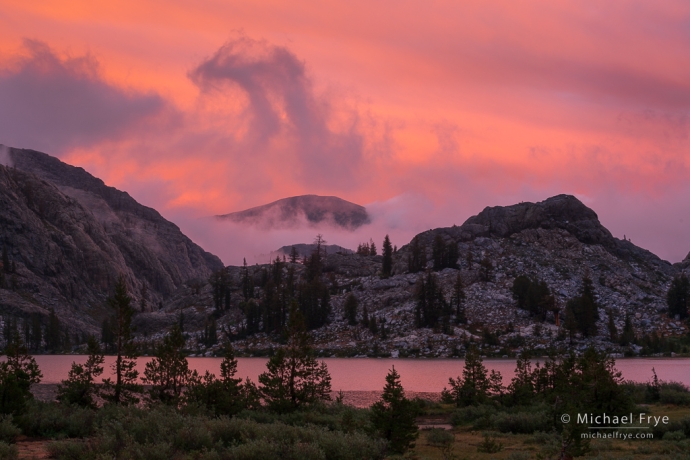 Sunset at a high-country lake, Sierra Nevada, CA, USA