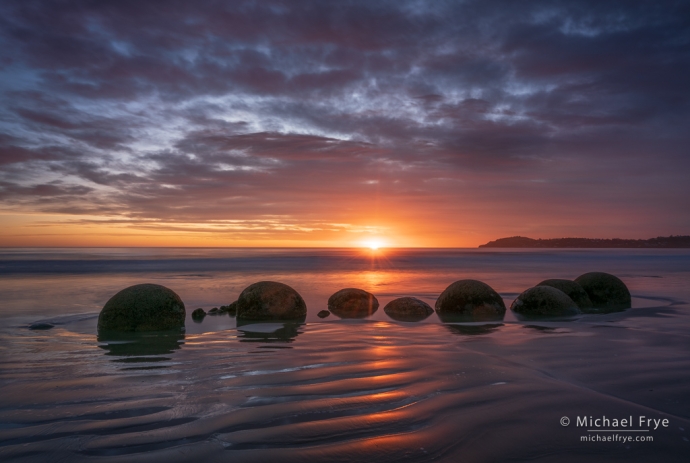 Boulders at sunrise, New Zealand
