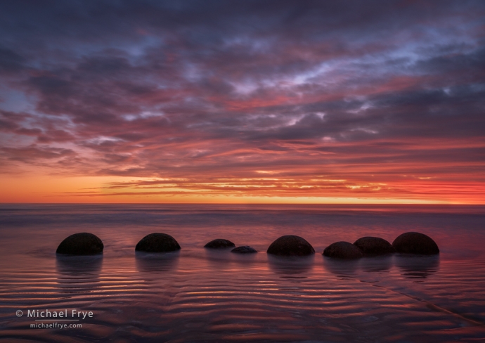 30. Boulders at sunrise, New Zealand