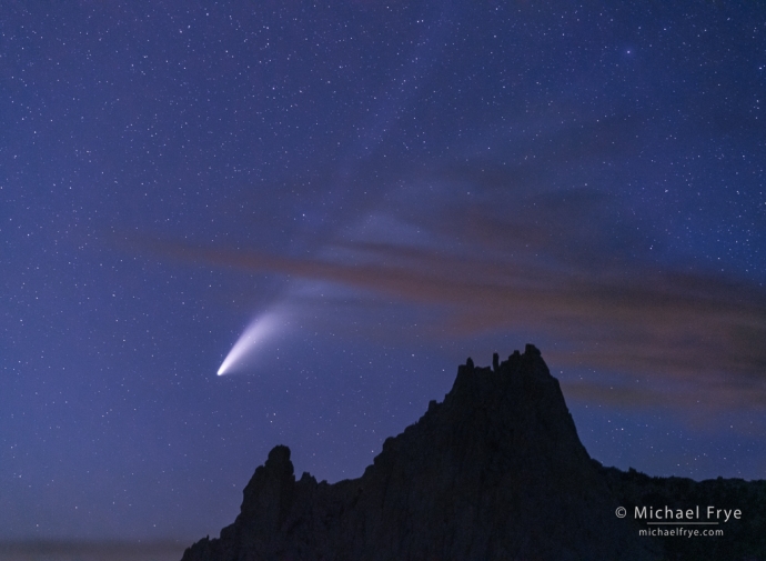 Comet NEOWISE over a Sierra peak, Yosemite NP, CA, USA