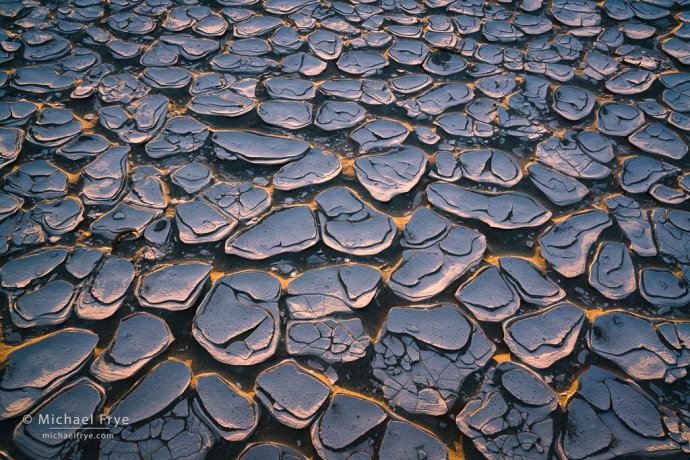 Mud tiles in late-afternoon light, Death Valley NP, CA, USA