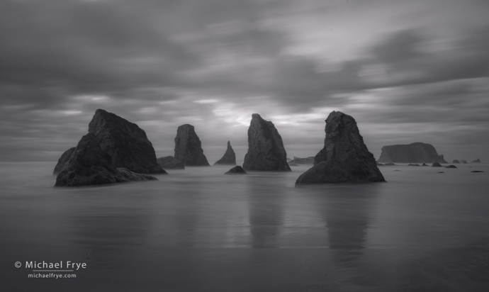 Clouds and sea stacks, Oregeon Coast, USA