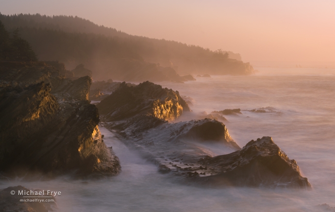 Misty sunset on the Oregon Coast, USA