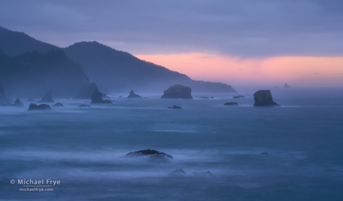 Gathering storm at sunset, Oregon Coast, USA