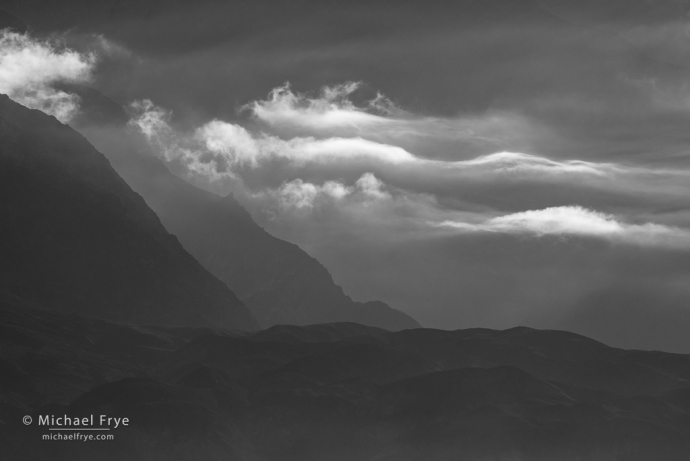 42. Misty ridges after a rainstorm, Death Valley NP, California