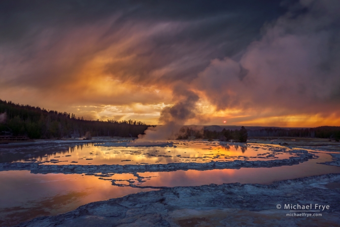 Stormy sunset, Yellowstone NP, WY, USA