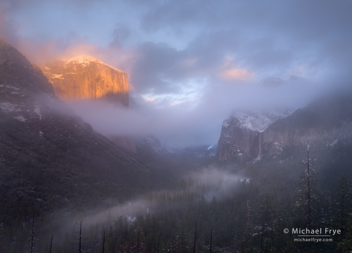 Misty sunset from Tunnel View, Yosemite NP, CA, USA