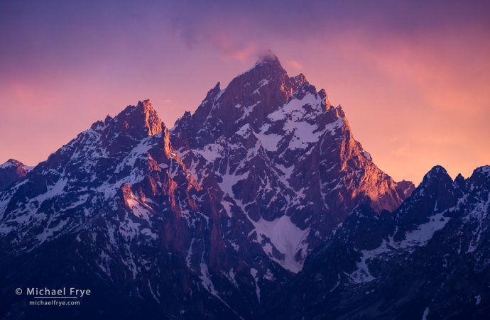 Cathedral Group at sunset, Grand Teton NP, WY, USA