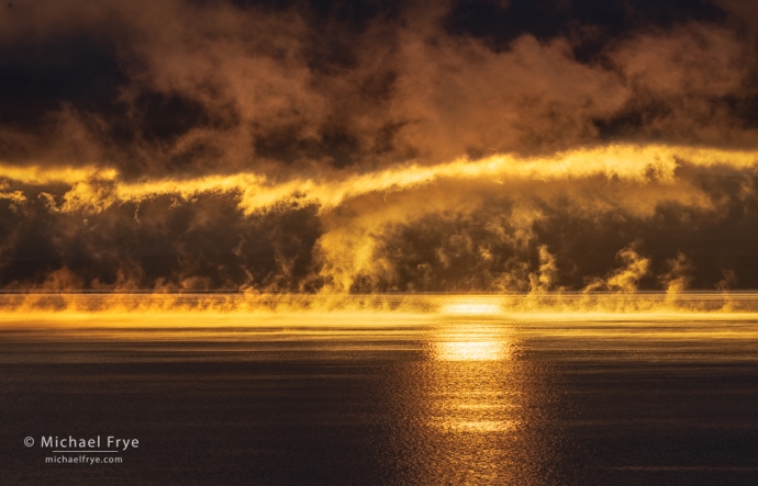 27. Sunlight breaking through fog, Mono Lake, CA, USA
