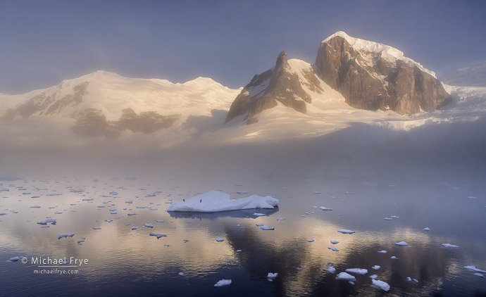 Fog, ice, and mountains, Antarctica