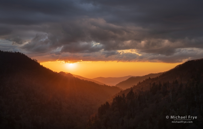 Ridges at sunset, Great Smoky Mountains NP, TN, USA