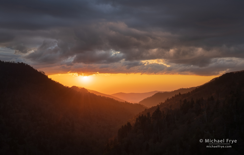 Ridges at sunset, Great Smoky Mountains NP, TN, USA