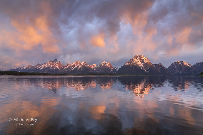 The Teton Range from Jackson Lake at sunrise, Grand Teton NP, WY, USA